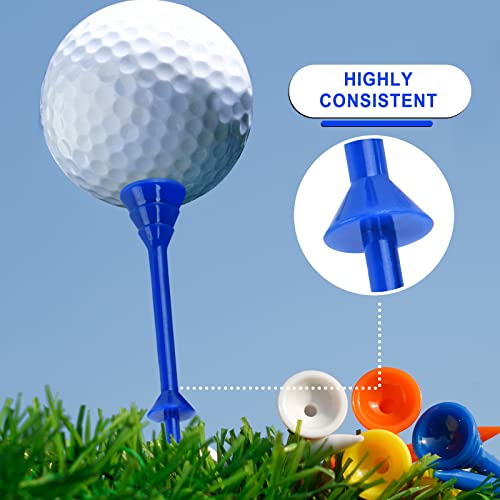 Big Crazy Golf Tees Plastic 3 1/4 Inch, Long Golf Tees Unbreakable Pack of 50, Colored Golf Tees Reduce Friction & Side Spin
