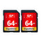 Gigastone 64GB 2 Pack SD Card UHS-I U1 Class 10 SDXC Memory Card High Speed Full HD Video Canon Nikon Sony Pentax Kodak Olympus Panasonic Digital Camera