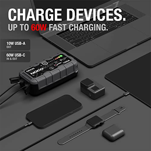 NOCO Boost X GBX45 1250A 12V UltraSafe Lithium Jump Starter, Car Battery Booster, Jump Start Pack, Portable Power Bank Charger, and Jumper Cable Leads for up to 6.5L Petrol and 4.0L Diesel Engines