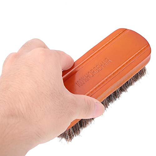 Leather Care Protecting Horsehair Shoe Brushes, Horsehair Shoe Shine Brush, Soft 2Pcs Long Shaft Slotted Boots Leather(Mahogany Medium)