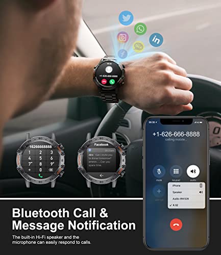 Smart Watch for Men Bluetooth Calls,1.39"HD Militarily Fitness Tracker with Heart Rate Sleep Monitor,100+Sports Modes,IP68 Waterproof,400mAh Sports Smart Watch for Android iOS Black