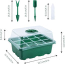 LONENESSL 10-Pack Seed Starter Tray Seed Tray Kits with 120-Cell Plant Starter Kit with Dome and Base Indoor Greenhouse Mini Propagator for Seeds Growing Starting (12-Cell Per Tray) (Green)