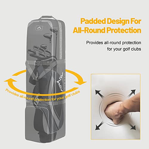 GoHimal Golf Travel Bag with Anti-Impact Support Cover, 900D Heavy Duty Oxford Fabric Golf Travel Case for Airlines with Wheels