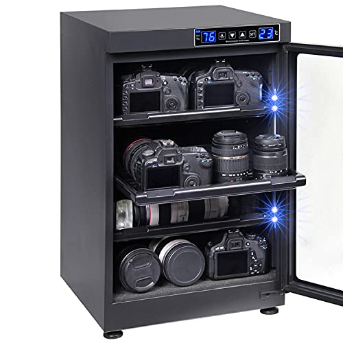 AUTENS TWAIPO 85L Electronic Dehumidify Dry Cabinet Box Anti-Mold Storage with Touchscreen, LED Light, Adjustable Shelves for Digital Camera Gear DSLR SLR Lens Equipment & Electrical Components