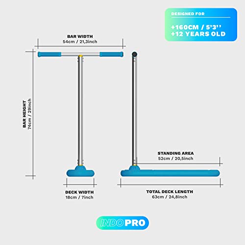 The Indo Pro Trick Scooter and Pro Scooter - for Teens and Adults - Stunt Scooter and Trampoline Scooter for Tricks - Professionals and Beginners - Good for Indoor and Outdoor Freestyle