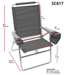 Rio Beach 17" Extended Height 4-Position Folding Beach Chair, Aluminum, Turquoise
