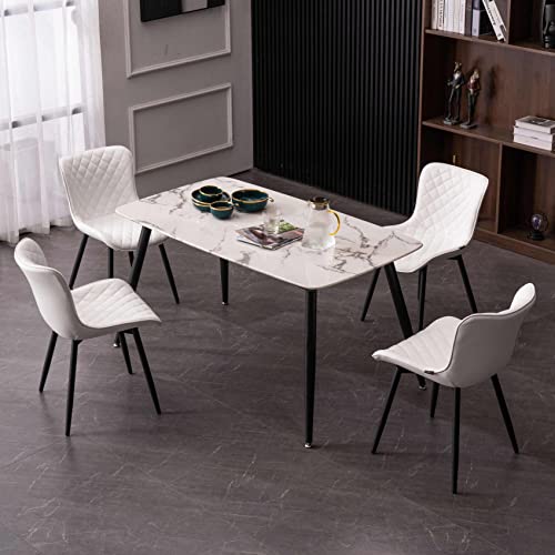 Kidol & Shellder White Leather Dining Chairs Set of 2 with Soft Cushion,Loads Up to 300lbs,8mins to Assemble