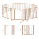 10 Panels Baby Playpen Fence Pen Safety Gate Activity Centre Pet Dog Cat Enclosure Barrier Playground Pine Wood Portable Play Room