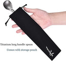 Tentock Titanium Long Handle Spoon Spork for Backpacking Meal Ultralight Camping Flatware Cooking Utensils Multifunctional Tableware with Storage Bag Ideal for Camping Hiking Picnic (Spoon)
