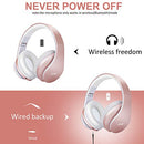 Bluetooth Over-Ear Headphones, Zihnic Foldable Wireless and Wired Stereo Headset Micro SD/TF, FM for Cell Phone,PC,Soft Earmuffs &Light Weight for Prolonged Waring (Rose Gold)