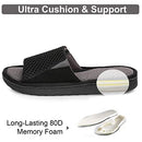 LongBay Men's Comfy Memory Foam Slide Slippers Breathable Mesh Cloth House Shoes