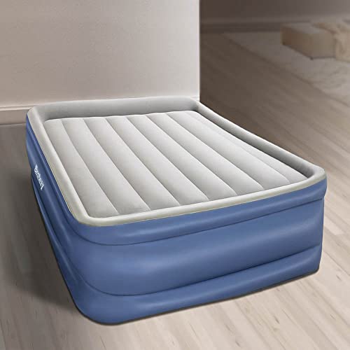 Bestway Air Mattress Inflatable Bed Built-in Pump Luxury Queen Airbed 56cm Blue