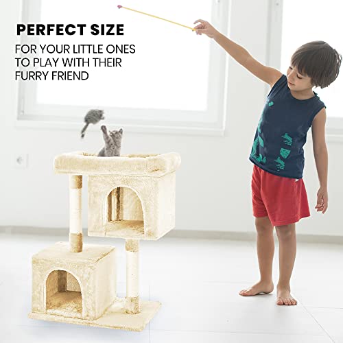 Taily 85CM Cat Scratching Post Cats Tree Gym House Condo Pet Furniture Kitten Scratcher Tower Suitable for Medium to Large Cats Beige