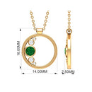 1/4 CT Natural Emerald and Diamond Pendant for Women, Minimal Emerald Gold Open Circle Pendant, Bezel Set Emerald Pendant Necklace - May Birthstone, 9K Yellow Gold, With Chain