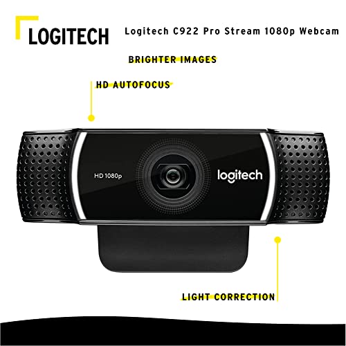 Logitech C922 Pro Stream 1080p Webcam with Knox 4-Port USB 3.0 Hub Bundle (2 Items)