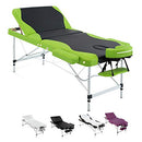 Zenses Massage Table 75cm Portable 3 Fold Aluminium Beauty Bed Green