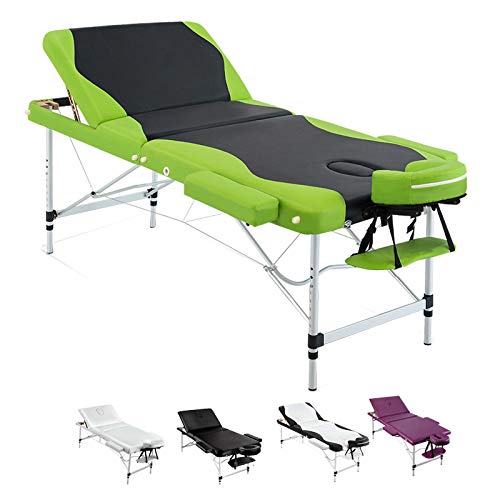 Zenses Massage Table 75cm Portable 3 Fold Aluminium Beauty Bed Green