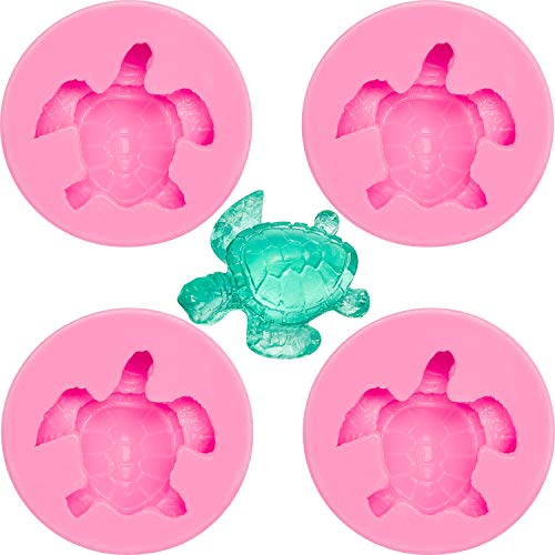 4 Pieces Turtle Chocolate Mold Sea Turtle Silicone Mold Fondant Candy Mold Chocolate Making Mold Baking Mould Tool for Cake Decorating Polymer Clay