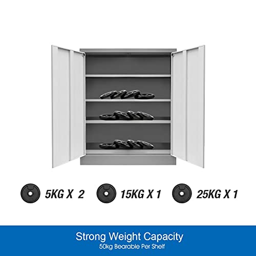 109cm Steel Filing Cabinet Lockable File Storage Cupboard Locker Office Home Stationary Dark Grey & White 109cm