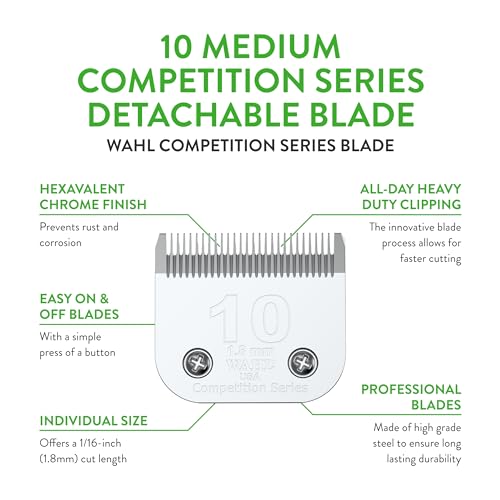 Wahl Professional Animal #10 Medium Competition Series Detachable Blade with 1/16-Inch Cut Length (#2358-100),Steel