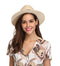 Lanzom Women Wide Brim Straw Panama Roll up Hat Fedora Beach Sun Hat UPF50+ - - One Size