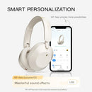 iKF-Solo Wireless Headphones Bluetooth 5.3 Active Noise Cancelling Smart App Control 35ms Low Latency Support Wired Wireless High Resolution Audio for iOS/Android/PC/PS5/Switch/Xbox (White)