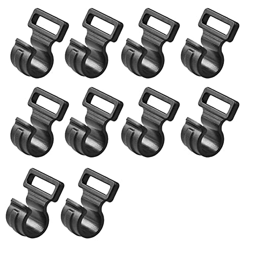 NC Pack of 10 Tent Hooks Camping Caravan Awning Pole Plastic Inner C Clips Durable Climbing Equipment Fishing Equipment Black, 19 x 20 x 14 mm