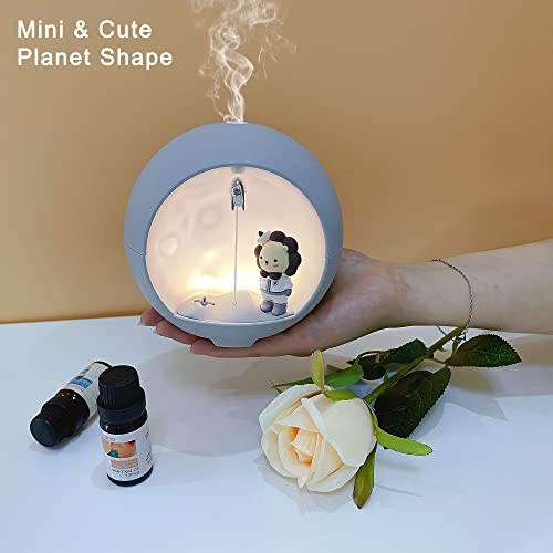 SISETOP USB Diffuser, Ultrasonic Essential Oil Diffuser, 100ML Aromatherapy Diffuser Humidifier with Night Light & 2 Mist Modes, Electric Mini Aroma Diffuser for Spa, Yoga, Baby, Kids, Gift, Gray