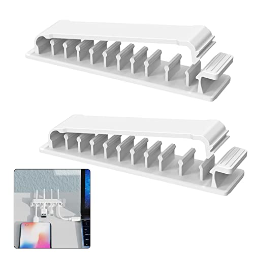 Taicols Cable Management, 2Pcs Cable Organiser, Electrical Equipment Cord Organiser Desk Accessories Electrical Cable Wire Management, Cable Clips for TV PC Laptop Ethernet Home Office Cable(White)