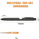 Gifts for Men, 9 in 1 Multitool Pen Set - LED Light, Touchscreen Stylus, Ruler, Level, Bottle Opener, Phillips Screwdriver, Flathead, and Ballpoint Pen - Birthday Gifts for Men, Dad, Husband (Black)