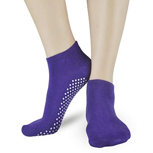 Pilates Ballet Barre Yoga Socks - Elutong 4 Pack Non Skid Slip Sticky Grippers Socks for Women