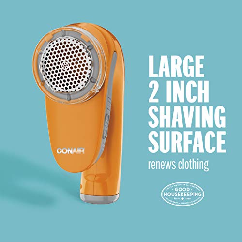 Conair Fabric Shaver and Lint Remover, Battery Operated Portable Fabric Shaver, Orange