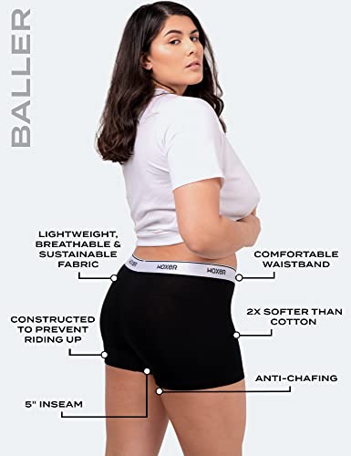 Woxer Womens Boxer Briefs Underwear, Baller 5” Boyshorts Panties Soft Anti-Chafing, No Roll Inseam, 3pk - Best Sellers, Large