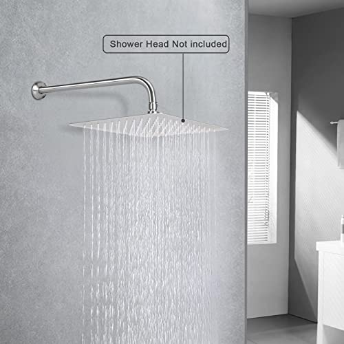 𝙑𝙤𝙣𝙫𝙖𝙣 Shower Head Extension Arm, 16 inch Brushed Nickel Shower Arm Easy to Install, Wall Mounted 304 Stainless Steel Shower Extension Arm, 1/2'' NPT Standard Thread Shower Head Pipe with Flange