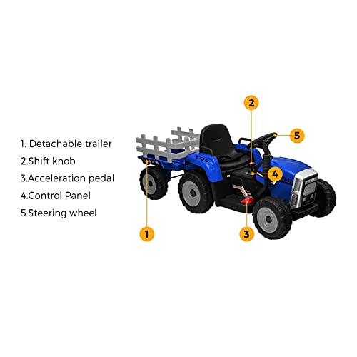 Mazam Kids Ride On Car with Trailer Electric Toy Car Blue