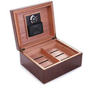MEGACRA Desktop Cigar Humidor, Cedar & Leather Cigar Storage Box Well Seal Design with Tray and Adjustable Divider, Glass Hygrometer and Rectangle Humidifier, Holds 25-50 Cigars