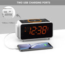 Dual Wireless Charging Alarm Clock Radio with Bluetooth Speaker, FM Radio, Two USB Port, Dual Alarm, Snooze, Night Light, Auto & Manual Dimmer Control and 1.4" Orange Display iTOMA CKS209