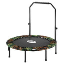 Genki 48 Inch Foldable Mini Trampoline Exercise for Adults Children Outdoor Indoor Gym Fitness Workout Rebounder Jumping Camouflage,Adjustable Handrail