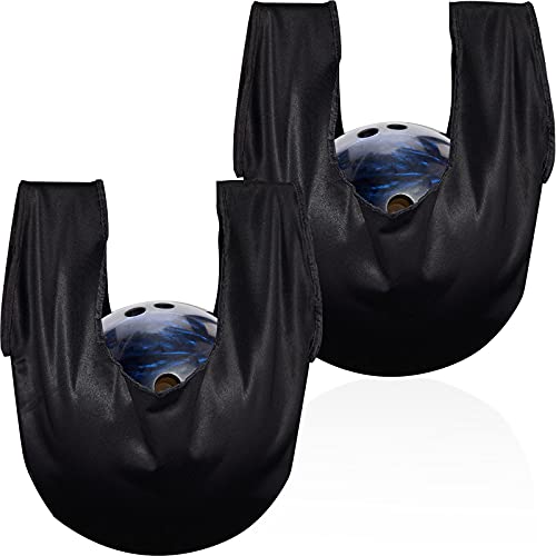 Zhanmai 2 Pack Bowling See Saws Washable Bowling Ball Polisher Bags Bowling Ball Cleaner Holder Bags Black Bowling Cleaner Towels for Bowling Ball Cleaning