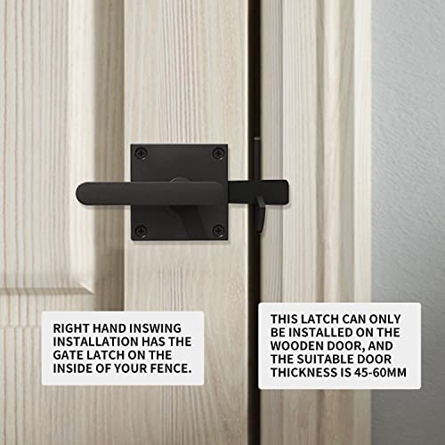 Sdstone Double Sided Gate Latch for Wooden Fence Heavy Duty,Aluminum Swinging Door Latch Gate Hardware,Black