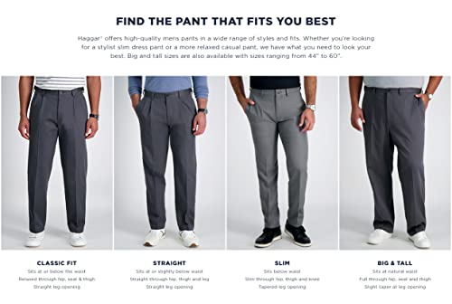 Haggar Men's Premium No Iron Khaki Slim Fit Flat Front Casual Pants, Dark Navy, 32W x 30L US