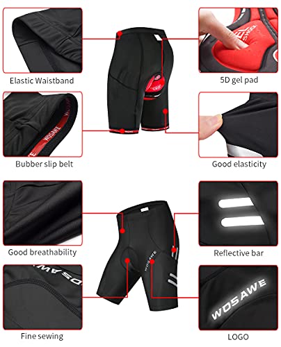 WOSAWE Men Cycling Sport Shorts Shockproof 5D Padded MTB Bicycle Shorts, M