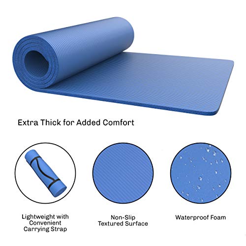 Wakeman Foam Sleeping Pad - Lightweight 0.5-Inch-Thick Waterproof Camping Mat with Carrying Handle for Cots, Tents, Hiking, and Sleepovers (Blue)