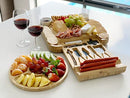 lunchley Cheese Board: Charcuterie Board Platter & Serving Tray with 2 Ceramic Sauce Bowls, Slide-Out Wooden Tray & Round Fruit Tray-Perfect Gifts for Housewarming, Bridal Shower, Birthday & Christmas