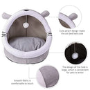 iDopick Cat Beds for Indoor Cats, Cat Cave Bed Cat House with Anti-Slip Bottom,Washable Cat Bed with with Hanging Toy, Puppy Bed with Removable Cotton Pad, Super Soft and Self Warming Calming Pet Bed