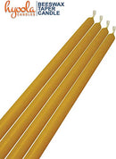 Hyoola 10 Inch Beeswax Taper Candles - 12 Pack - Handmade, All Natural, 100% Pure Unscented Bee Wax Candle - Tall, Decorative, Golden Yellow - 10 Hour Burn Time