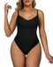 SHAPERX Bodysuit for Women Tummy Control Shapewear Seamless Sculpting Thong Body Shaper Tank Top, Black Brief, XXS/XS