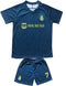 LeenBD Ronaldo No #7 Away NASSR Riyadh Al Kids Soccer Jersey Kit Shorts Socks Set Youth Sizes (Blue, 10-11 Years Old)