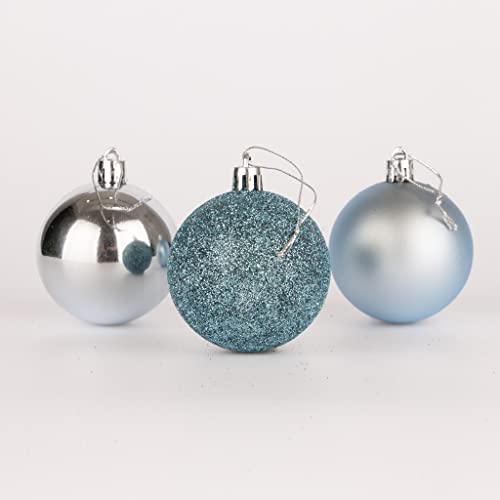 60mm/6Pcs Christmas Baubles Shatterproof Light Blue, Christmas Tree Decorations Ball Ornaments Balls Xmas Hanging Decorations Holiday Decor - Shiny,Matte,Glitter