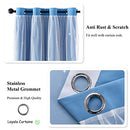Loyala Star Curtains, Blackout Curtains for Bedroom, Cute Curtains, Kids Blackout Curtains, Double Layer Curtains, Light Blocking Curtains 63 Inch Length 2 Panels, Blue Curtains, 52 X 63 Inches